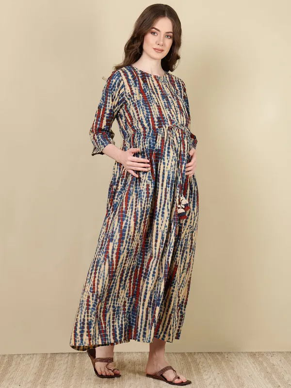 Multicolor_Pure_Cotton_Printed_Maternity_Dress_For_Women