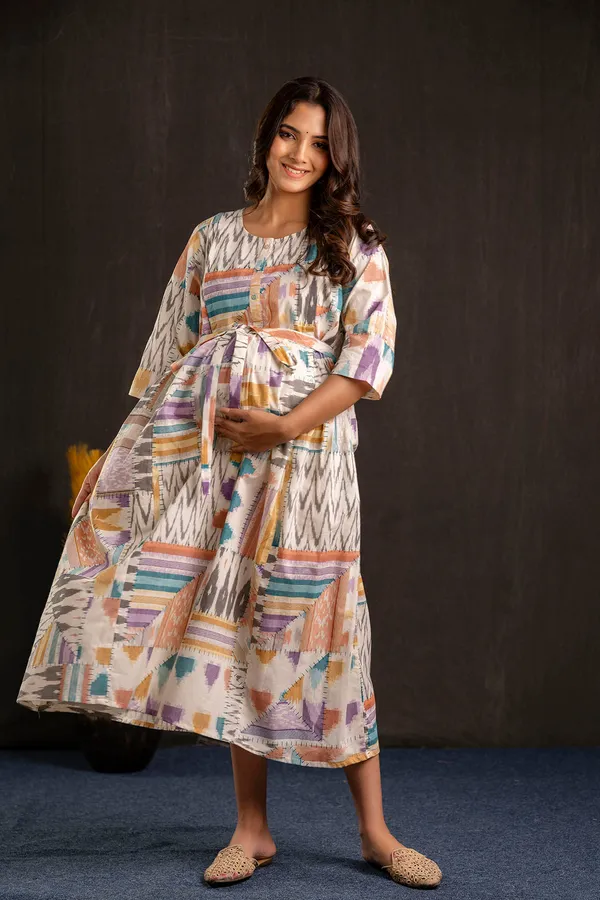 Multicolor_Pure_Cotton_Printed_Maternity_Dress_For_Women