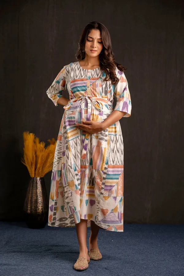 Multicolor_Pure_Cotton_Printed_Maternity_Dress_For_Women