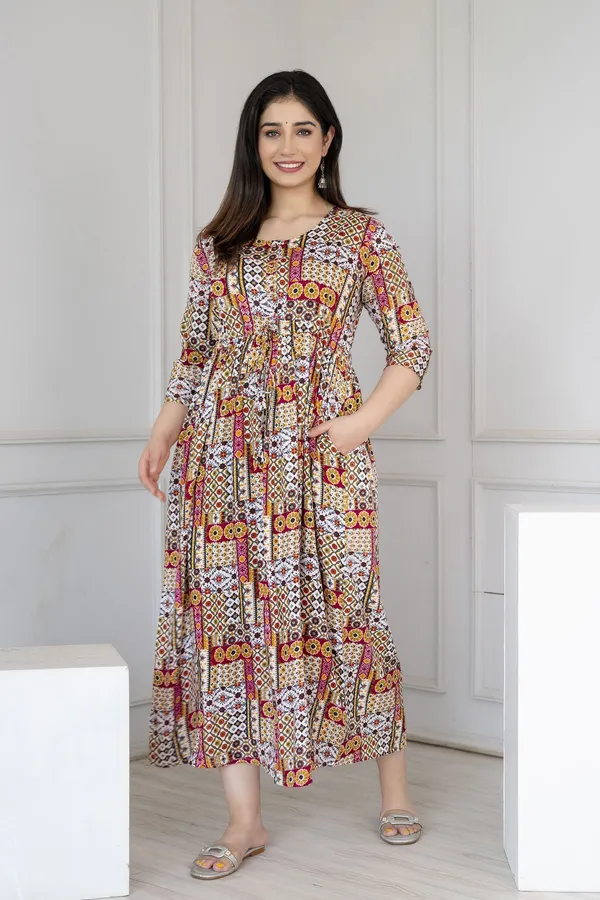 Multicolor_Viscose_Rayon_Printed_Maternity_Dress_For_Women