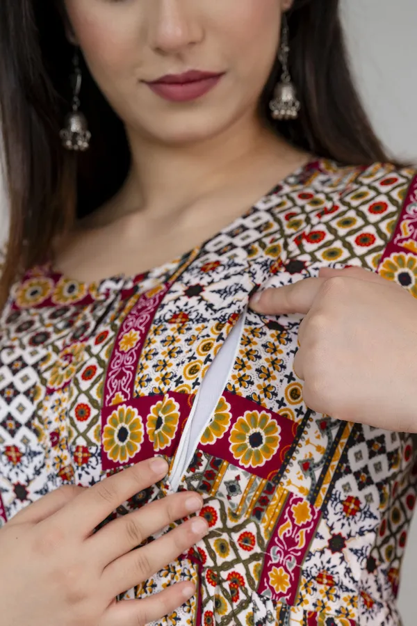 Multicolor_Viscose_Rayon_Printed_Maternity_Dress_For_Women