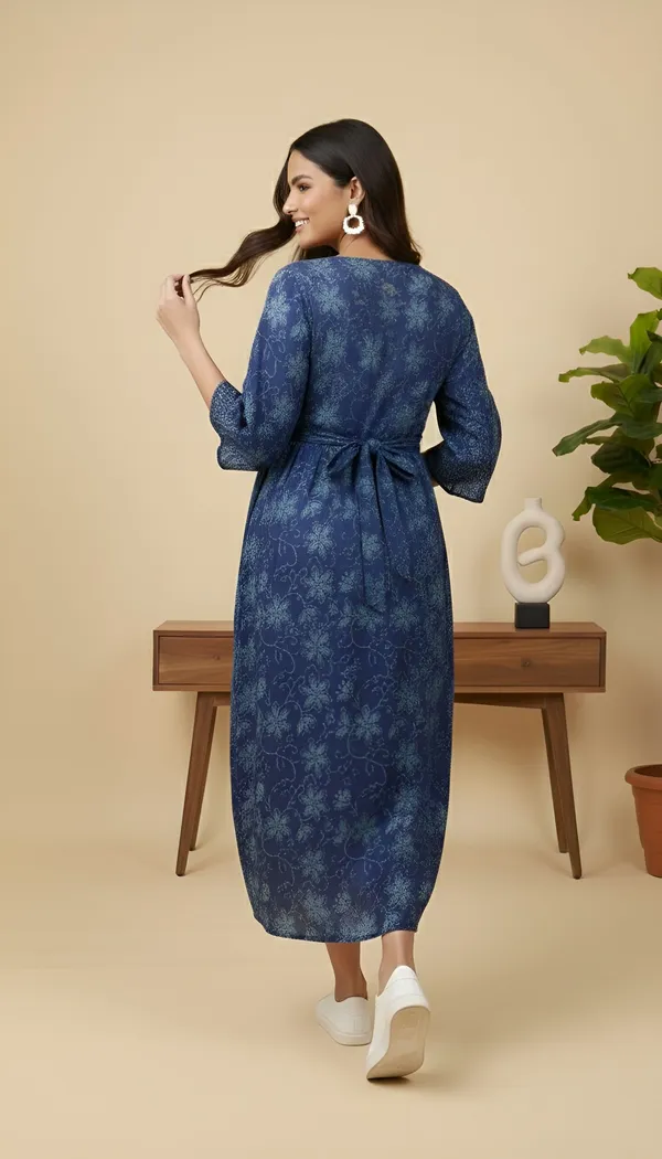 Blue_Pure_Cotton_Printed_Maternity_Dress_For_Women