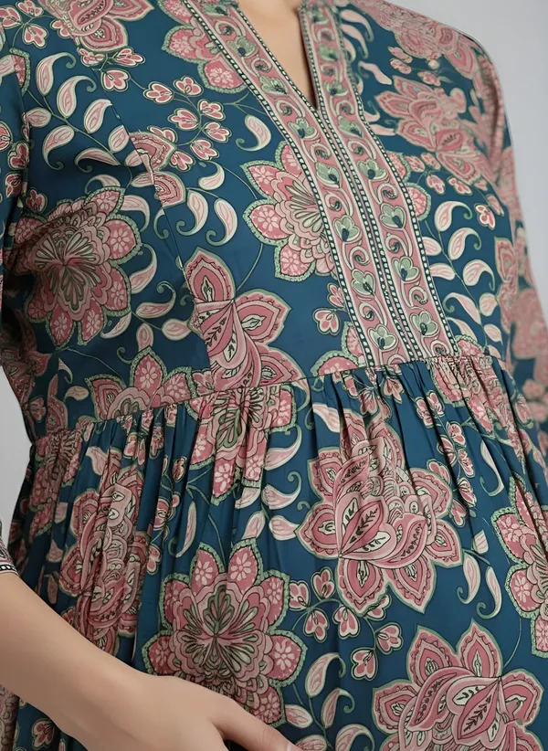Multicolor_Pure_Cotton_Printed_Maternity_Dress_For_Women