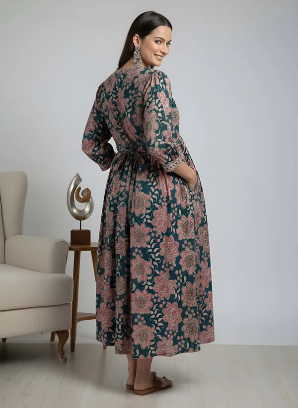 Multicolor_Pure_Cotton_Printed_Maternity_Dress_For_Women