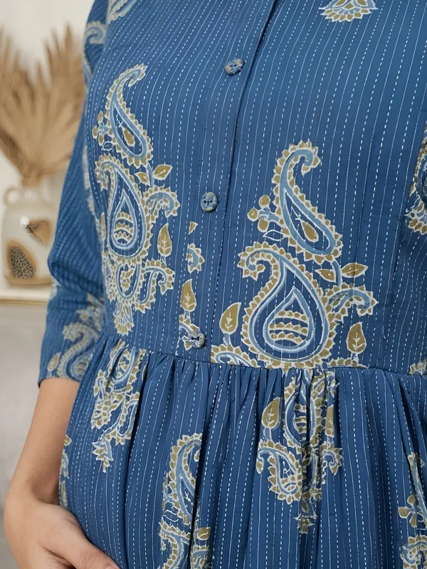 Blue_Pure_Cotton_Printed_Maternity_Dress_For_Women