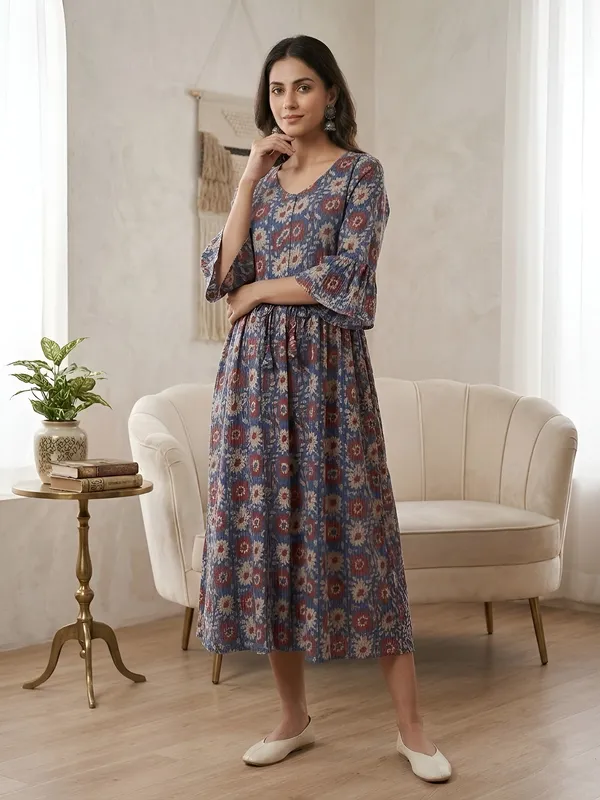 Multicolor_Pure_Cotton_Printed_Maternity_Dress_For_Women