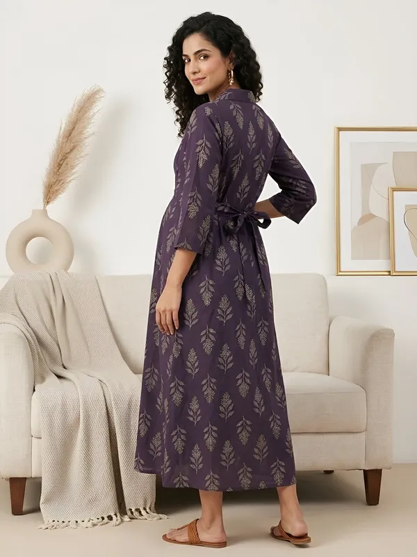 Purple_Pure_Cotton_Printed_Maternity_Dress_For_Women
