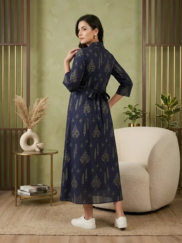 Blue_Pure_Cotton_Printed_Maternity_Dress_For_Women