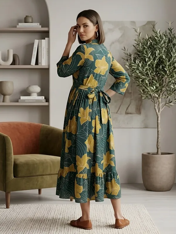Green_Pure_Cotton_Printed_Maternity_Dress_For_Women
