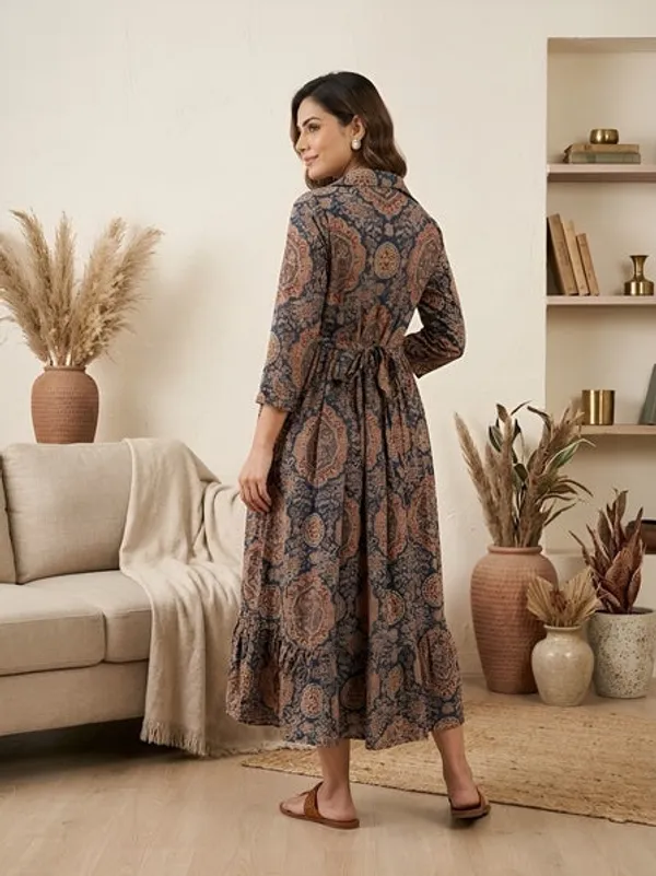 Blue_Pure_Cotton_Printed_Maternity_Dress_For_Women