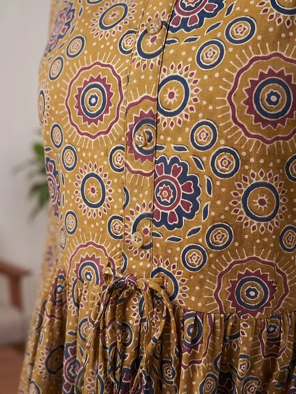 Mustard_Pure_Cotton_Printed_Maternity_Dress_For_Women