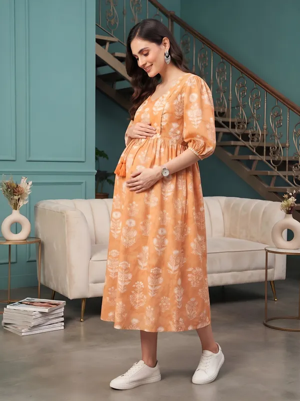 Multicolor_Pure_Cotton_Printed_Maternity_Dress_For_Women