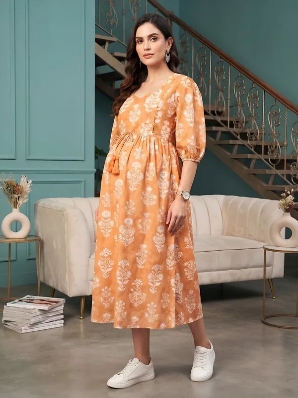 Multicolor_Pure_Cotton_Printed_Maternity_Dress_For_Women