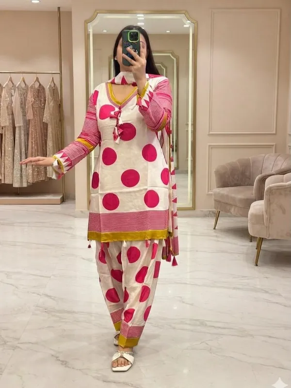 Floral_Printed_Pure_Cotton_V_Neck_Kurta_Trouser_&_Dupatta_Set
