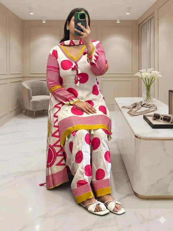 Floral_Printed_Pure_Cotton_V_Neck_Kurta_Trouser_&_Dupatta_Set
