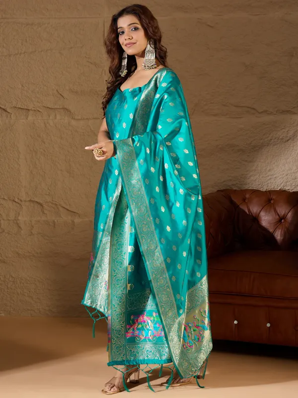 Floral_Printed_Silk_Blend_Round_Neck_Kurta_Trouser_&_Dupatta_Set