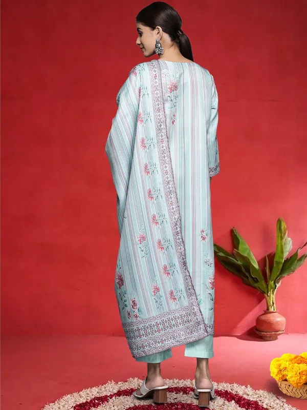 Blue_Floral_Printed_Cotton_Blend_Kurta_Palazzo_Dupatta_Set