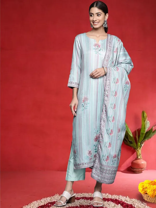 Blue_Floral_Printed_Cotton_Blend_Kurta_Palazzo_Dupatta_Set