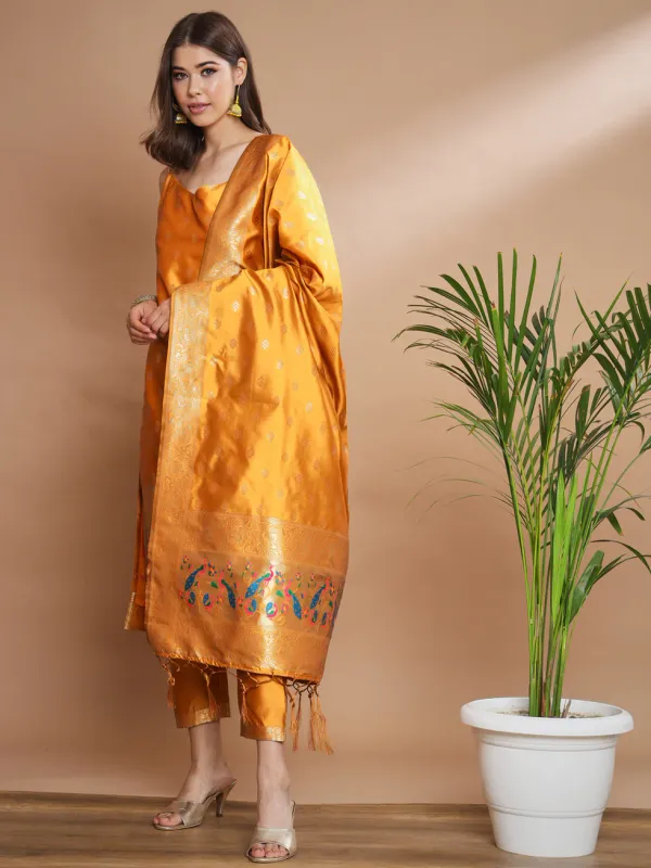 Floral_Printed_Silk_Blend_Round_Neck_Kurta_Trouser_&_Dupatta_Set