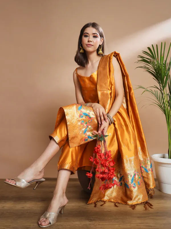 Floral_Printed_Silk_Blend_Round_Neck_Kurta_Trouser_&_Dupatta_Set