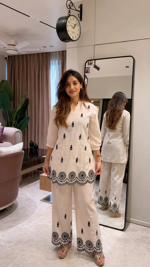 Floral_Embroidered_Pure_Cotton_Round_Neck_Co-Ord_Set