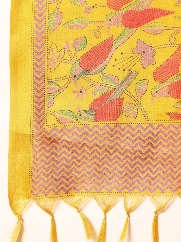 Orange_Floral_Printed_Cotton_Blend_Kurta_Trouser_Dupatta_Set