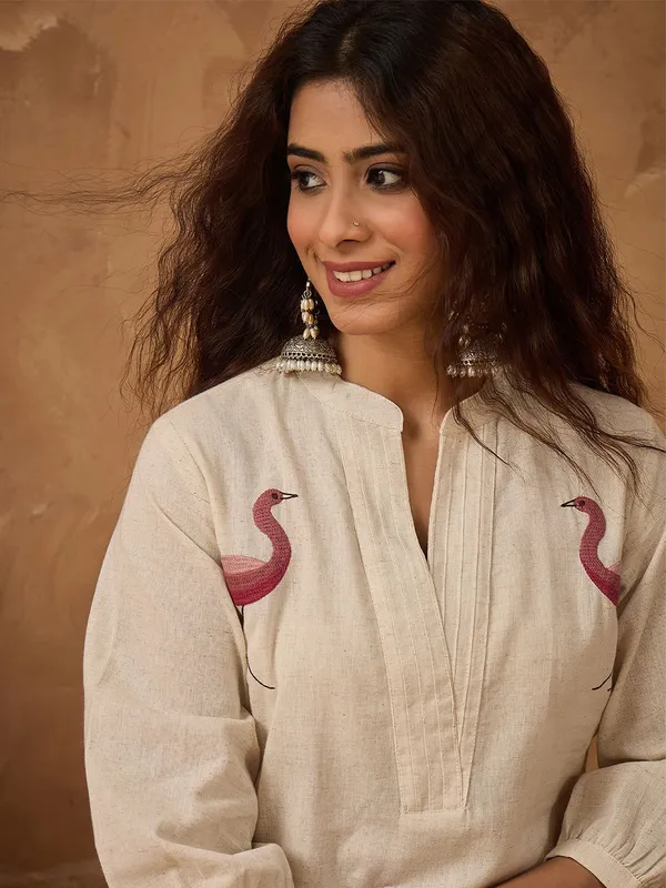 Off_White_Floral_Embroidered_Cotton_Blend_Kurta_Trouser_Set
