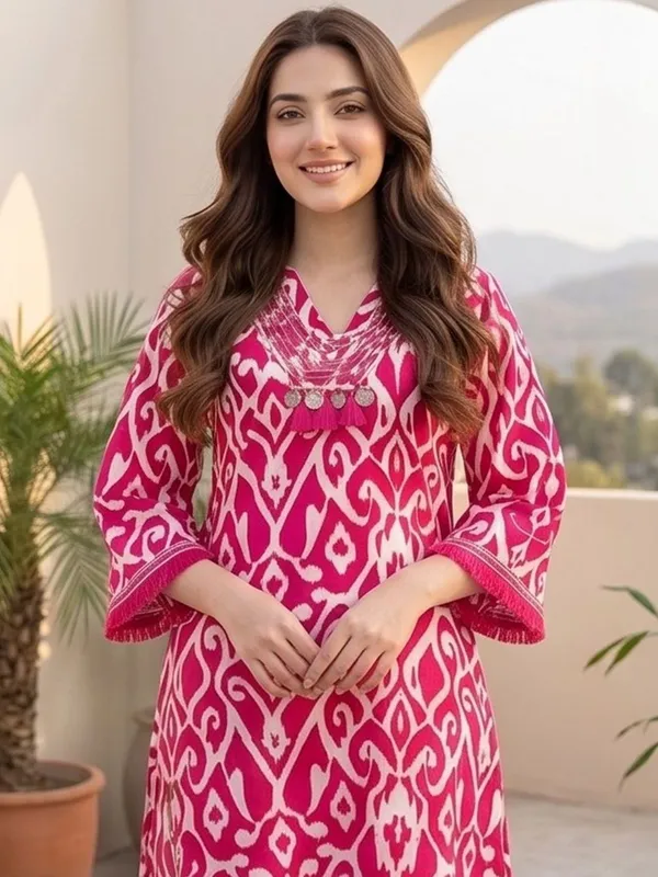 Pink_Floral_Printed_Cotton_Kurta_Trouser_Set