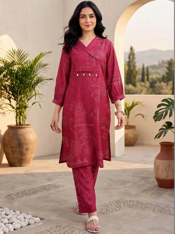Maroon_Floral_Printed_CFloraleri_Silk_Kurta_Trouser_Set