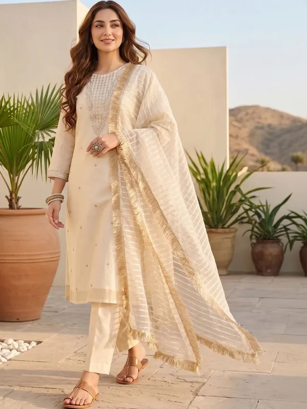 Off_White_Floral_Embroidered_Silk_Blend_Kurta_Trouser_Dupatta_Set