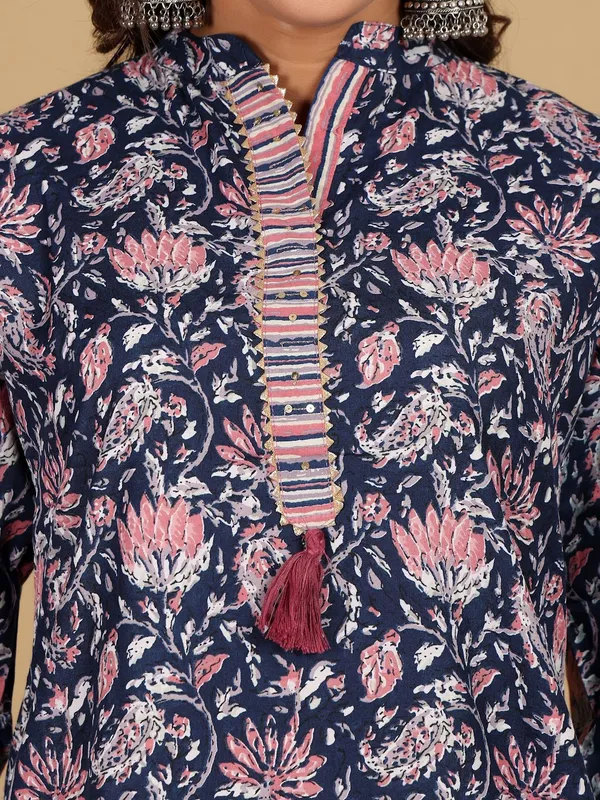 Navy_Blue_Floral_Printed_Cotton_Blend_Kurta_Palazzo_Dupatta_Set