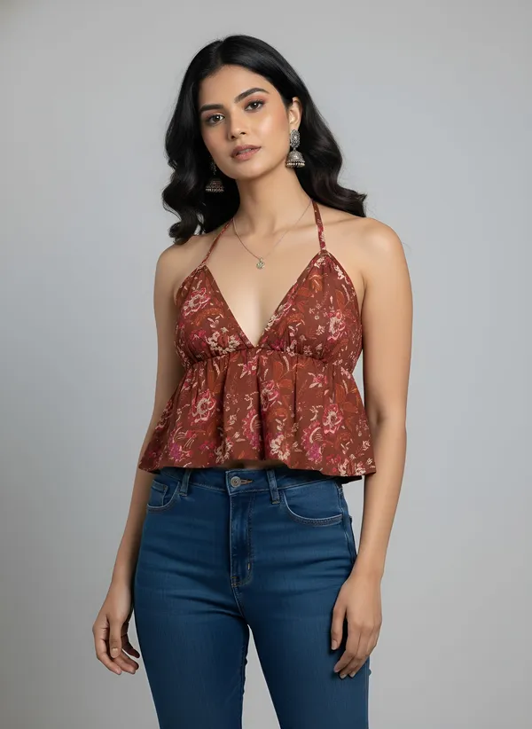 Orange_Pure_Cotton_Printed_Top_For_Women