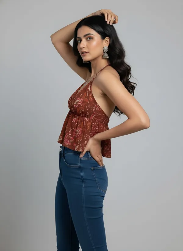Orange_Pure_Cotton_Printed_Top_For_Women