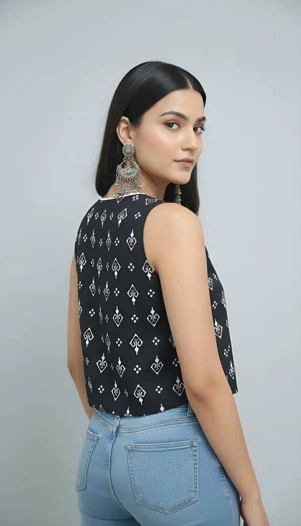 Black_Pure_Cotton_Printed_Top_For_Women