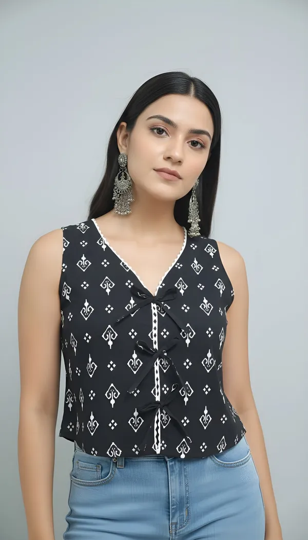 Black_Pure_Cotton_Printed_Top_For_Women