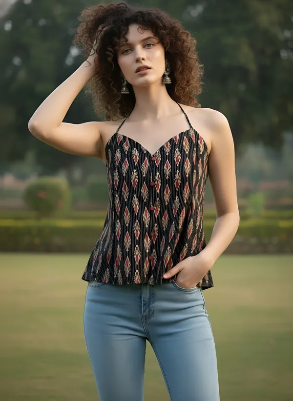 Black_Pure_Cotton_Printed_Top_For_Women