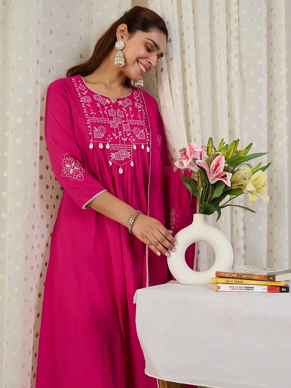 Pink_Embroidered_Pure_Cotton_Kurta_Trouser_Dupatta_Set