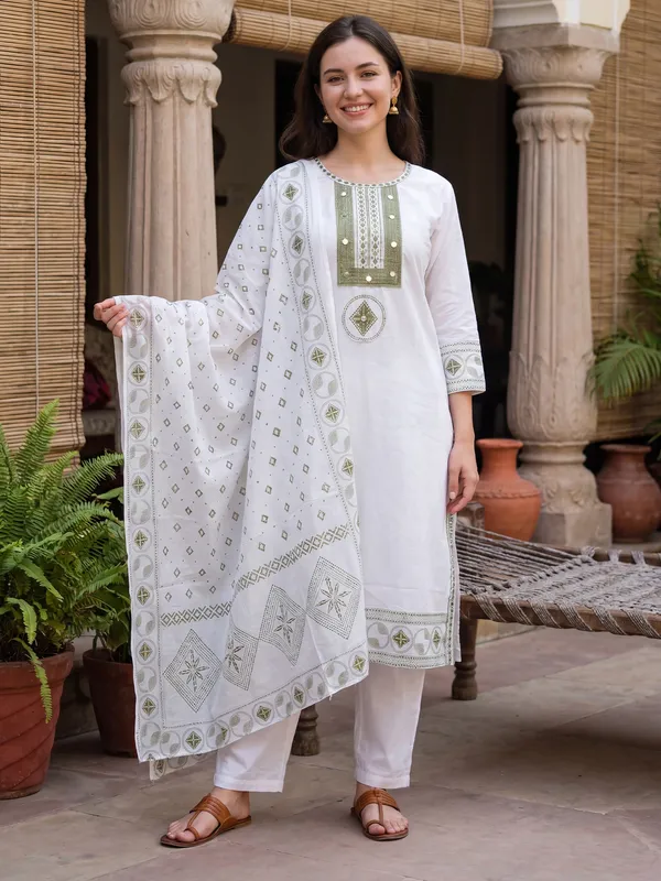 White_Embroidered_Straight_Kurta_Trousers_With_Dupatta_Set