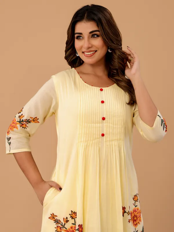 Off_White_Cotton_A-Line_Kurta_with_Trousers
