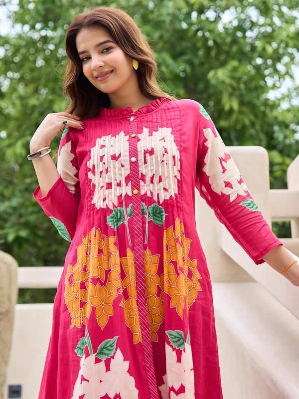 Pink_Printed_Pure_Cotton_Kurta_Trouser_Set