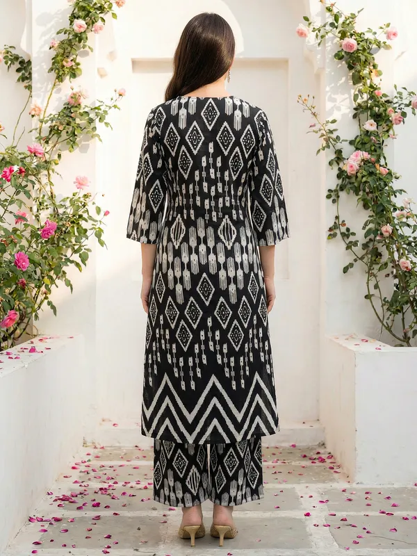 Black_Printed_Pure_Cotton_Kurta_Trouser_Set