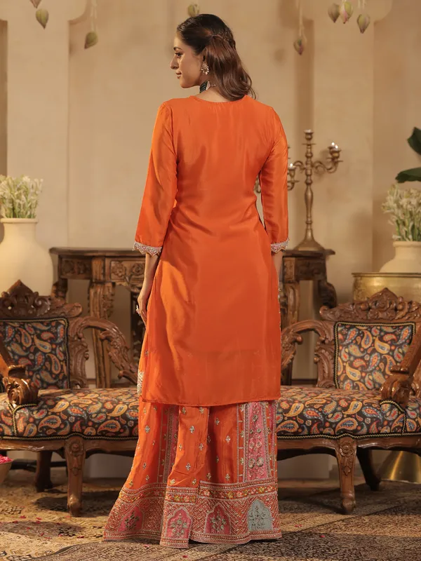 Orange_Embroidered_Chinon_Kurta_Trouser_Dupatta_Set