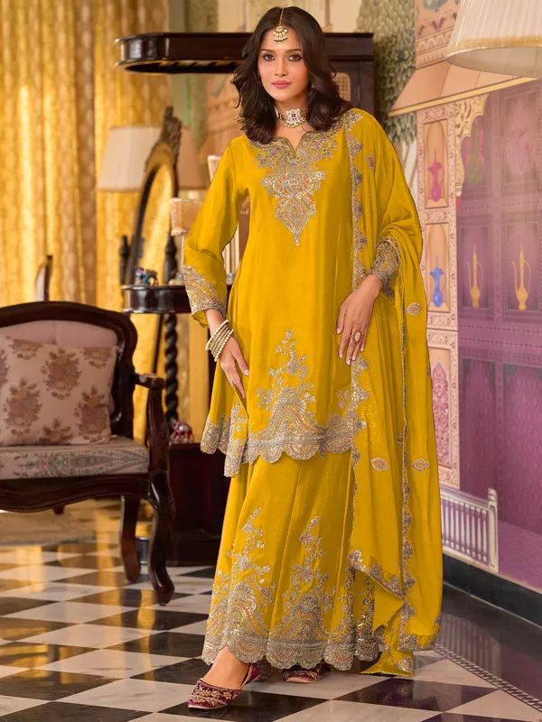 Green_Embroidered_A-Line_Kurta_Palazzos_With_Dupatta_set