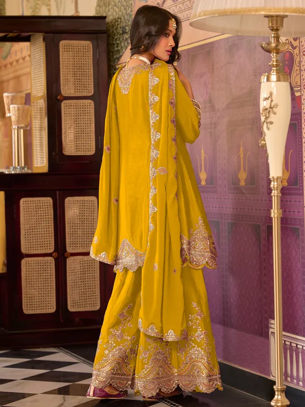 Green_Embroidered_A-Line_Kurta_Palazzos_With_Dupatta_set
