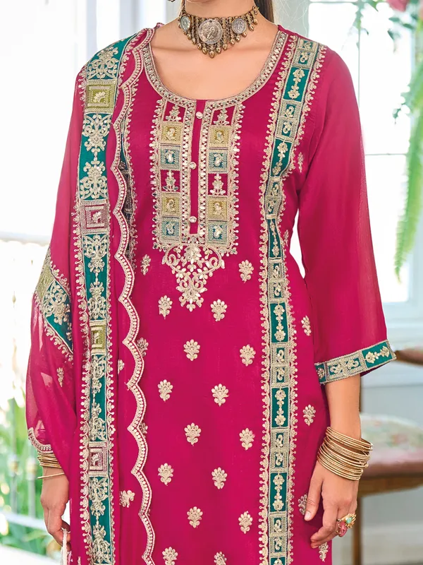 Pink_Embroidered_Chinon_Kurta_Trouser_Dupatta_Set