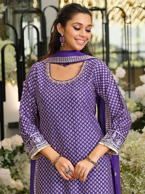 Purple_Silk_Blend_Embroidered_Kurta_Trouser_Dupatta_Set