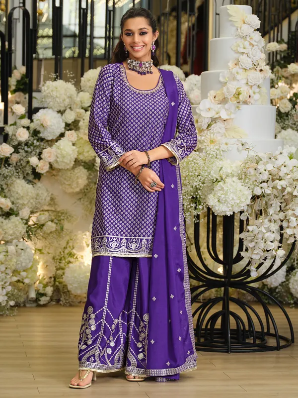 Purple_Silk_Blend_Embroidered_Kurta_Trouser_Dupatta_Set