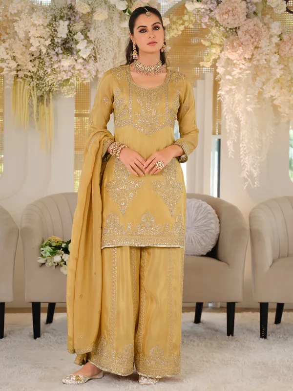 Yellow_Silk_Blend_Embroidered_Kurta_Trouser_Dupatta_Set