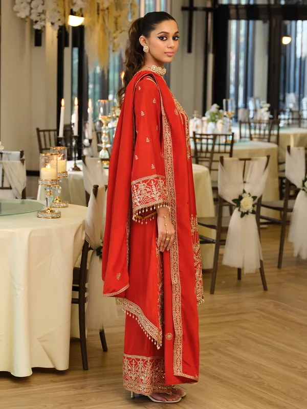 Orange_Embroidered_A-Line_Kurta_Palazzos_With_Dupatta_Set
