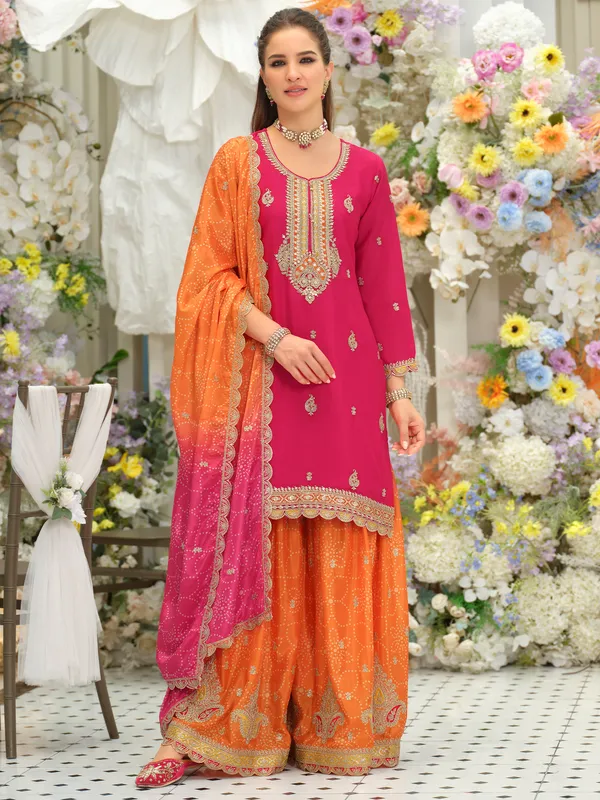 Pink_Silk_Blend_Embroidered_Kurta_Trouser_Dupatta_Set